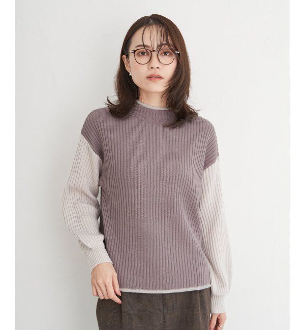 ikka「配色ワイドリブニットプルオーバー」|プルオーバー|