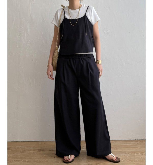 Lbc with Life「【2点セット】リネン混リボンキャミパンツセット」|ワンピース|ブラック