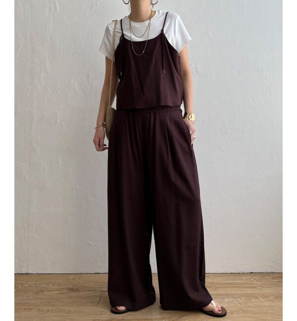 Lbc with Life「【2点セット】リネン混リボンキャミパンツセット」|ワンピース|ダークブラウン