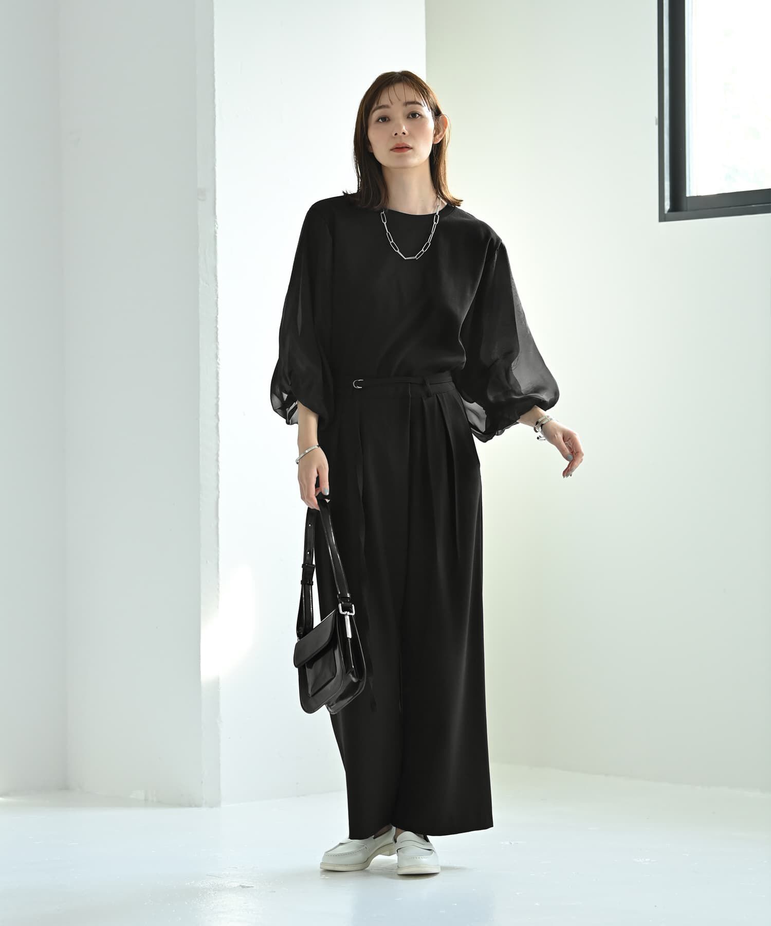 STYLE DELI「【Kana Oyama&times;BLK001】チュール袖トップス／DELI size」|Tシャツ・カットソー|
