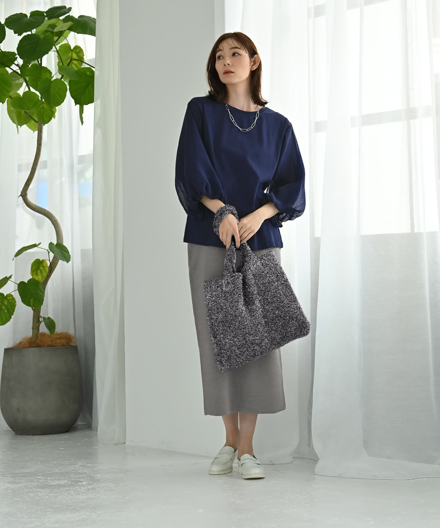 STYLE DELI「【Kana Oyama&times;BLK001】チュール袖トップス／DELI size」|Tシャツ・カットソー|