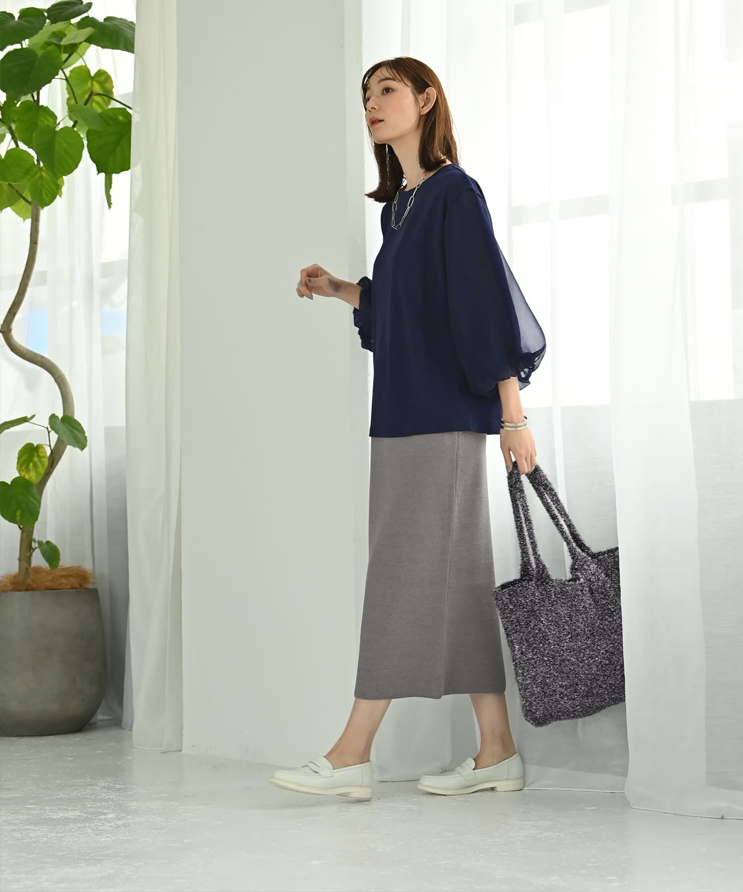 STYLE DELI「【Kana Oyama&times;BLK001】チュール袖トップス／DELI size」|Tシャツ・カットソー|