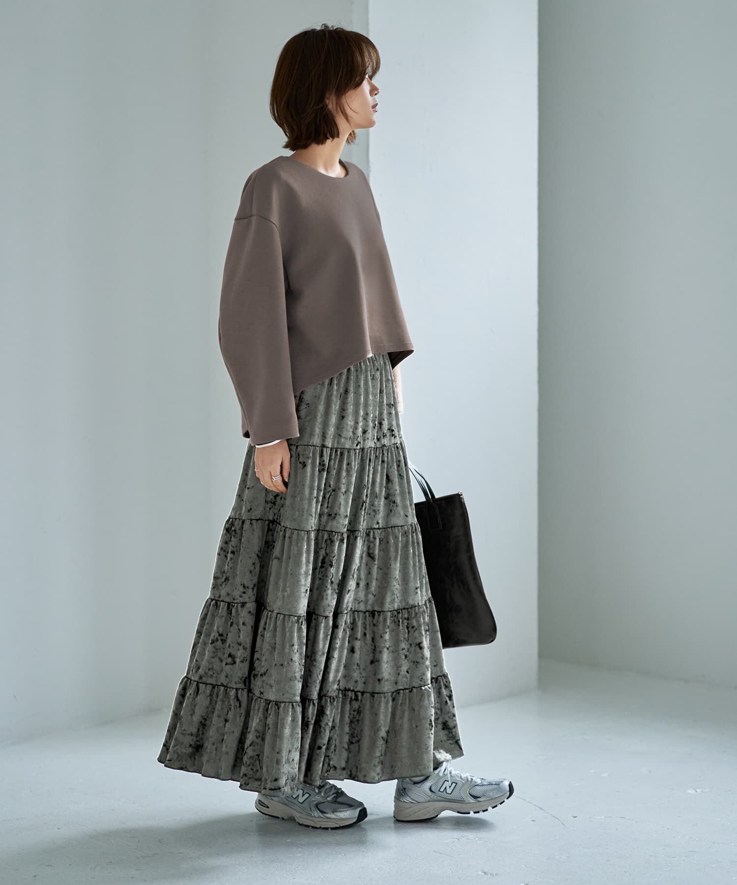 STYLE DELI「５段ティアードベロアスカート」|スカート|