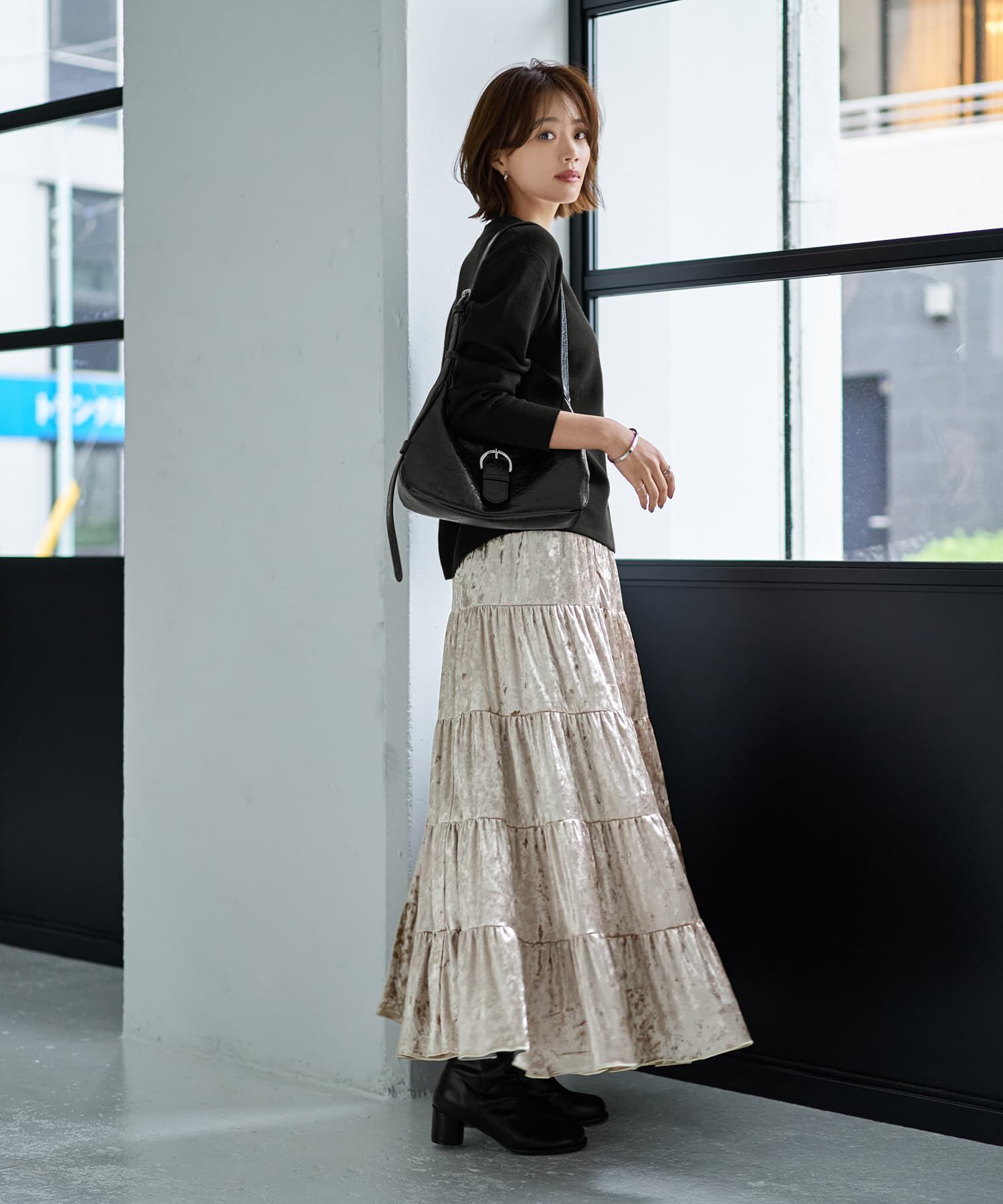 STYLE DELI「５段ティアードベロアスカート」|スカート|