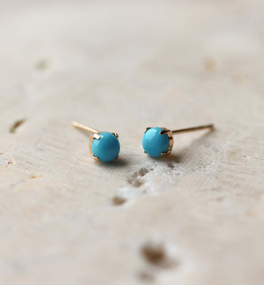  「ターコイズ チェーン ピアス | K10YG」|ピアス|