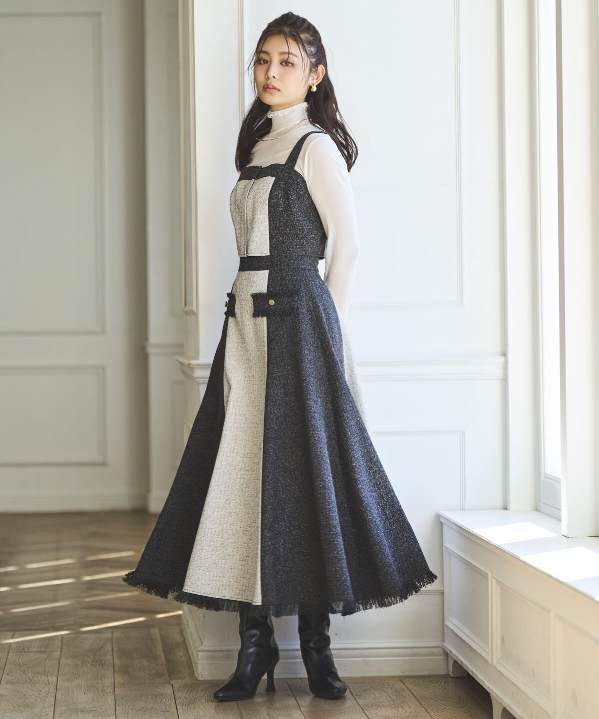 アンドクチュール「配色ツイードセットアップ」|ワンピース|