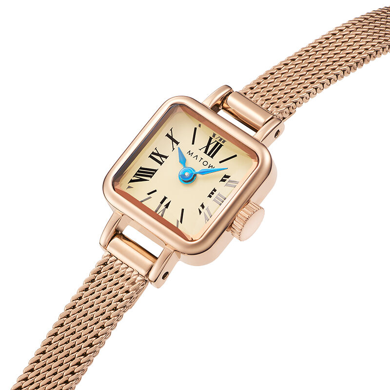 MATOW「〈MATOW (マトウ)〉Tsuki 淡月 -たんげつ- / ﾐﾆｽｸｴｱ ﾛｰｽﾞｺﾞｰﾙﾄﾞ ｼｬﾝﾊﾟﾝ ﾒｯｼｭ」|腕時計|