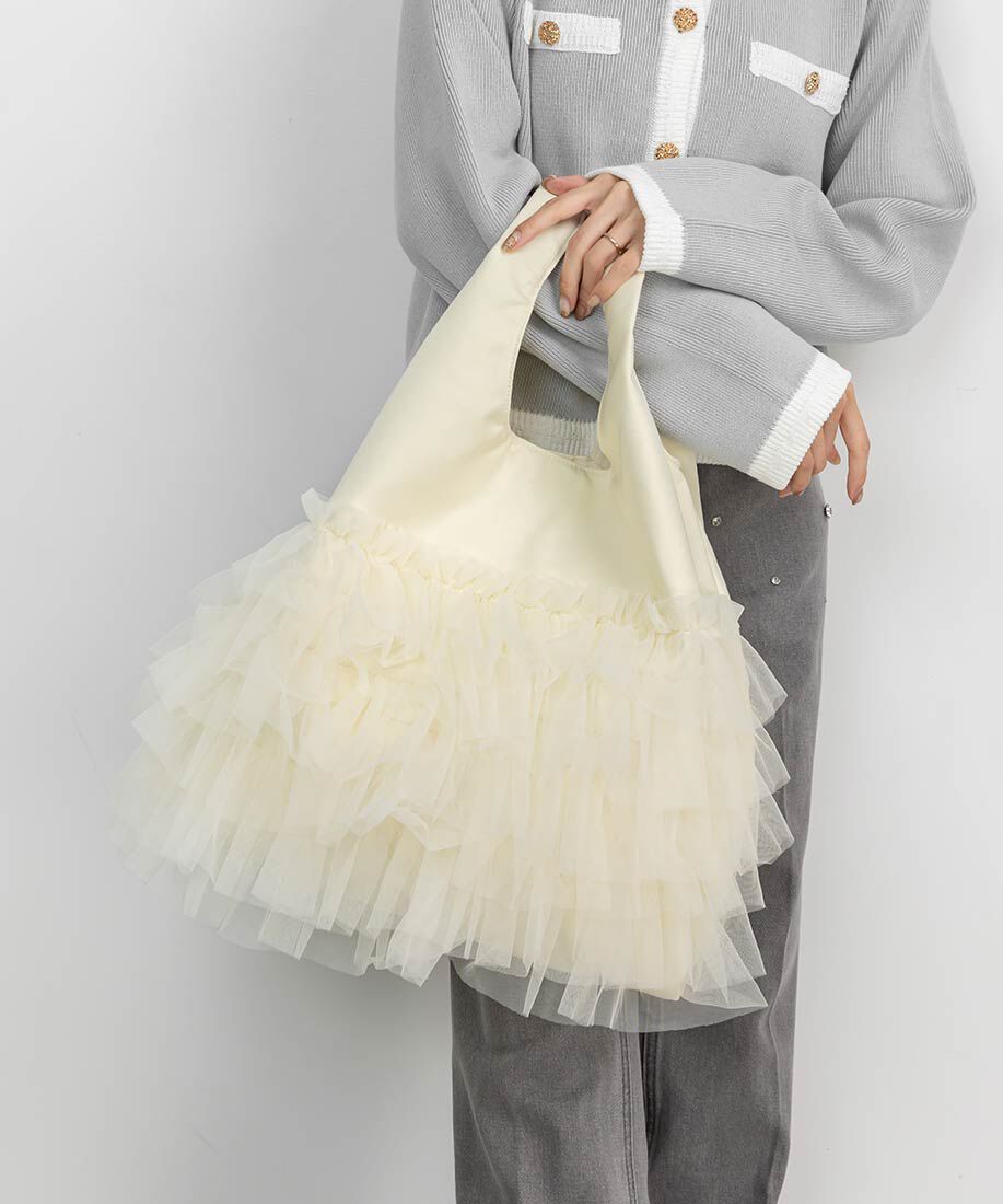  「【A4対応】ティアードチュールフリル2WAYバッグ」|トートバッグ|