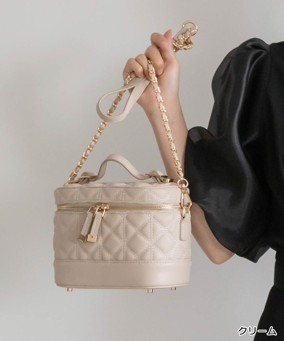  「キルティング2WAYバニティバッグ」|ショルダー・メッセンジャー|クリーム