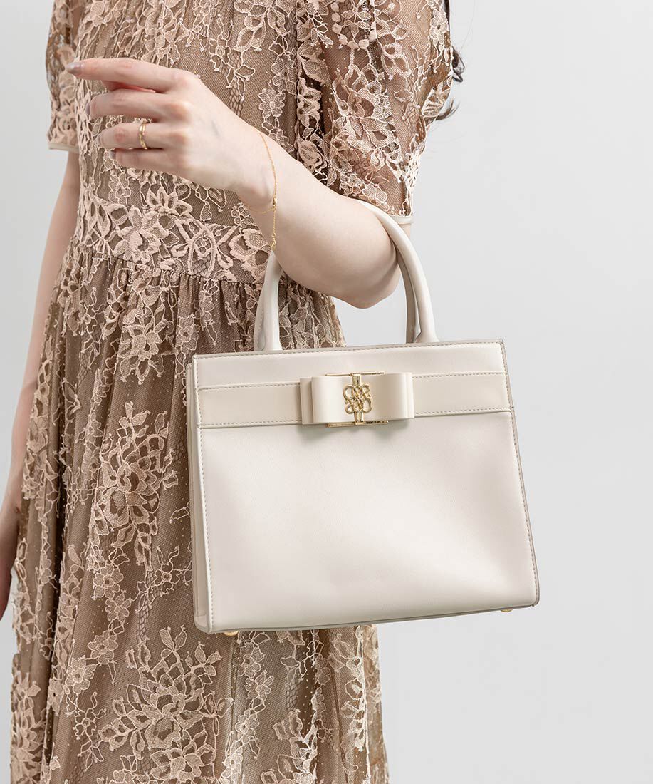  「2WAY モノグラムリボントートバッグ」|トートバッグ|アイボリー