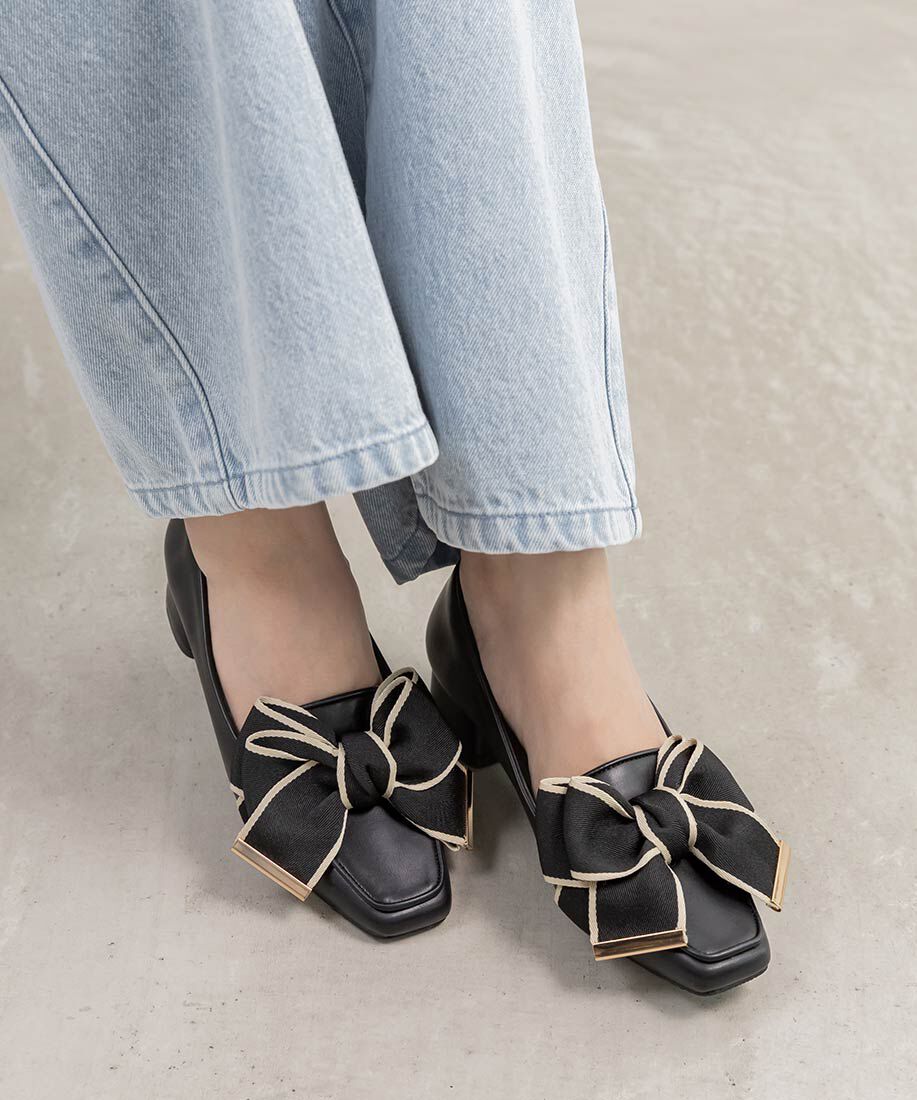  「ビッグリボンデザインローファー」|ローファー|