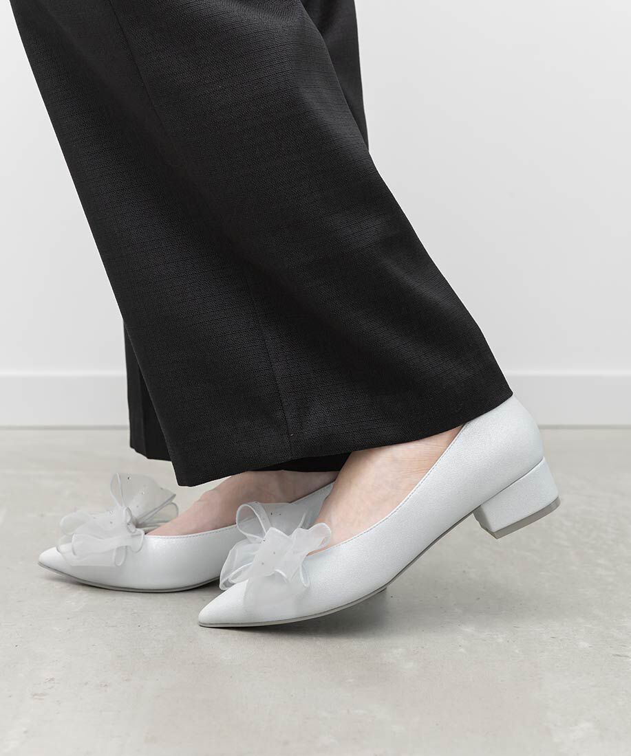  「2WAY シアーリボンチャンキーヒールパンプス」|パンプス|