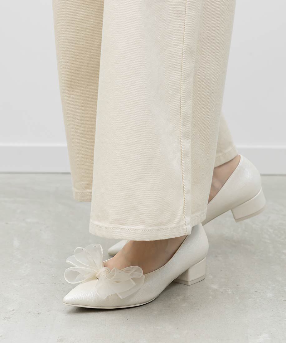  「2WAY シアーリボンチャンキーヒールパンプス」|パンプス|