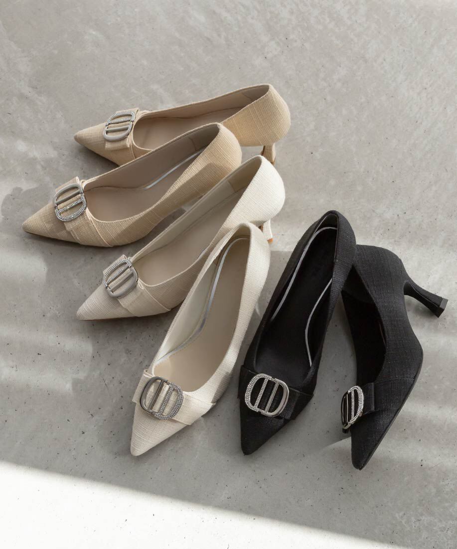  「ビジューパーツポインテッドトゥパンプス」|パンプス|