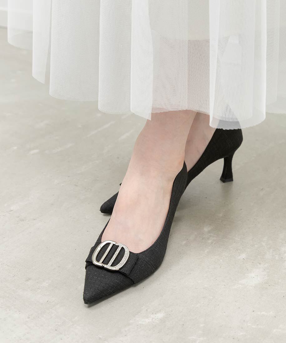  「ビジューパーツポインテッドトゥパンプス」|パンプス|