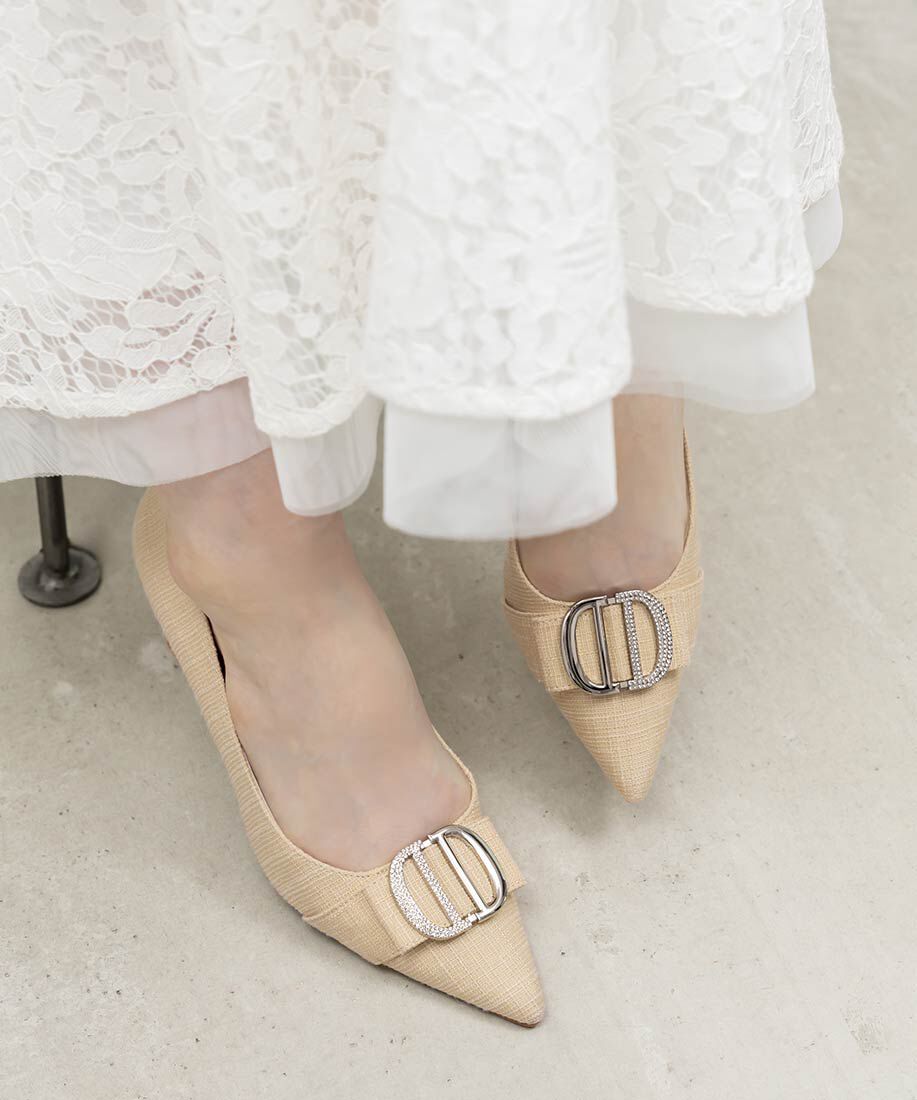  「ビジューパーツポインテッドトゥパンプス」|パンプス|