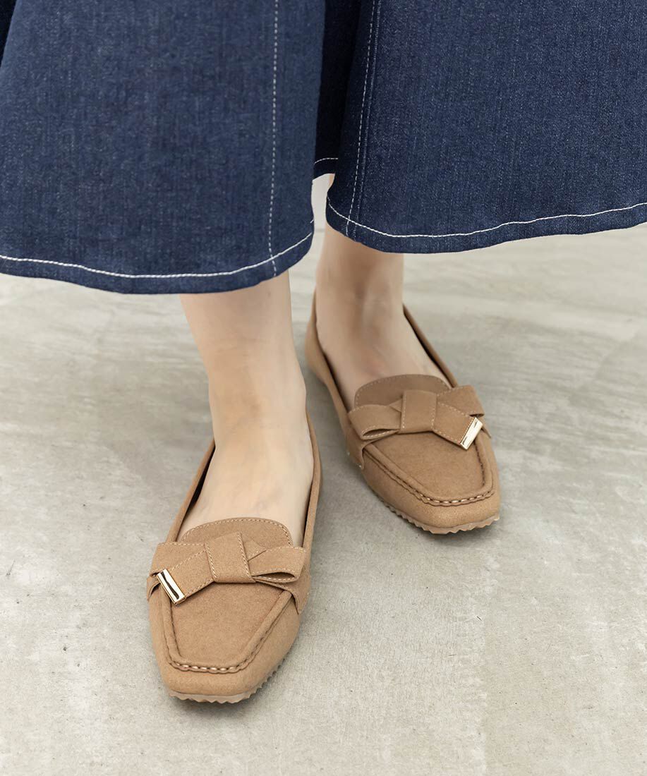  「スクエアトゥリボンモカシンシューズ」|ローファー|