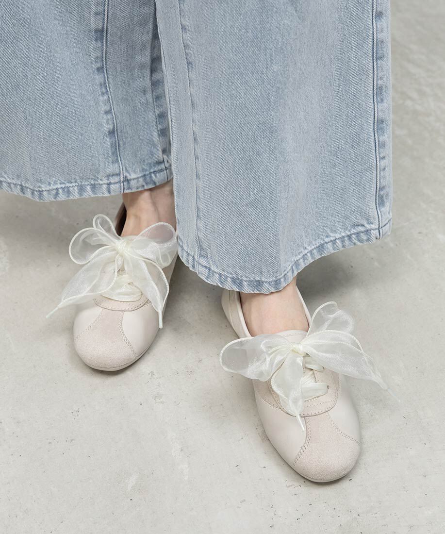  「2WAY オーガンジーリボンフラットスニーカー」|スニーカー|