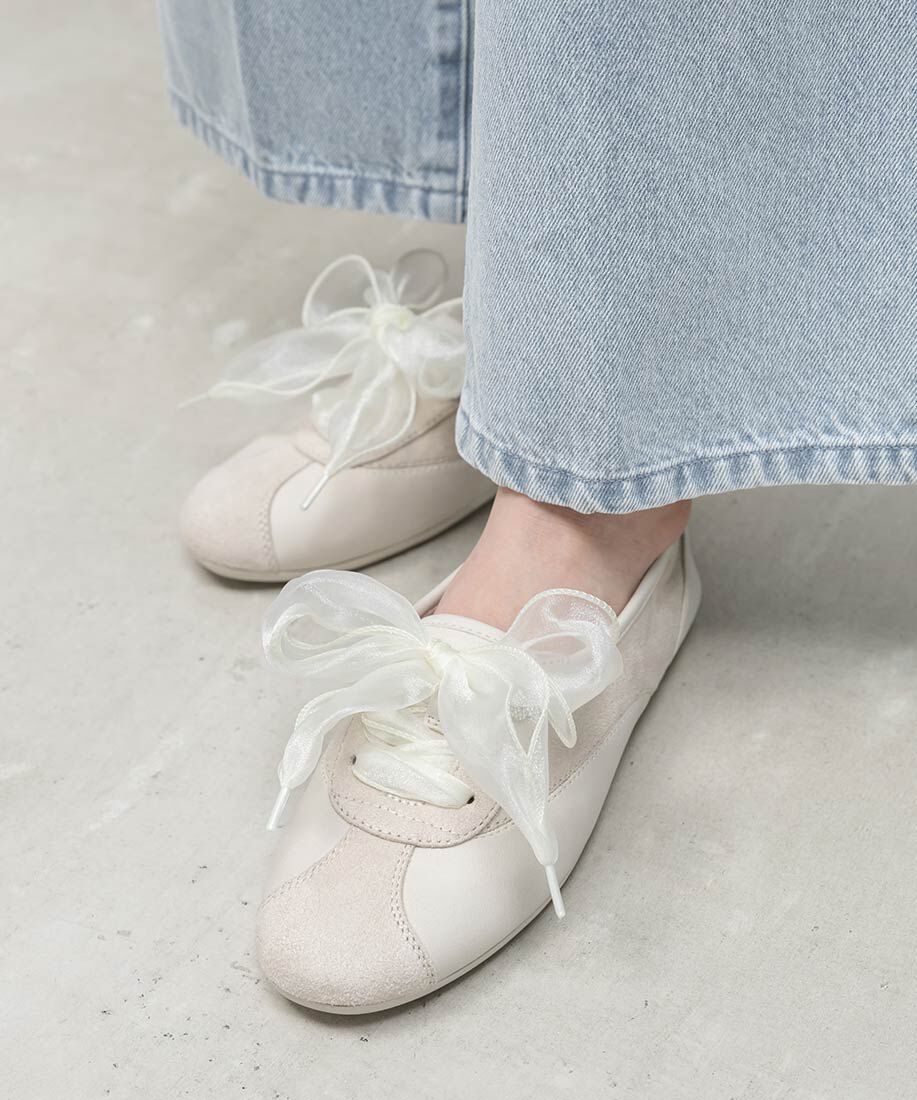  「2WAY オーガンジーリボンフラットスニーカー」|スニーカー|