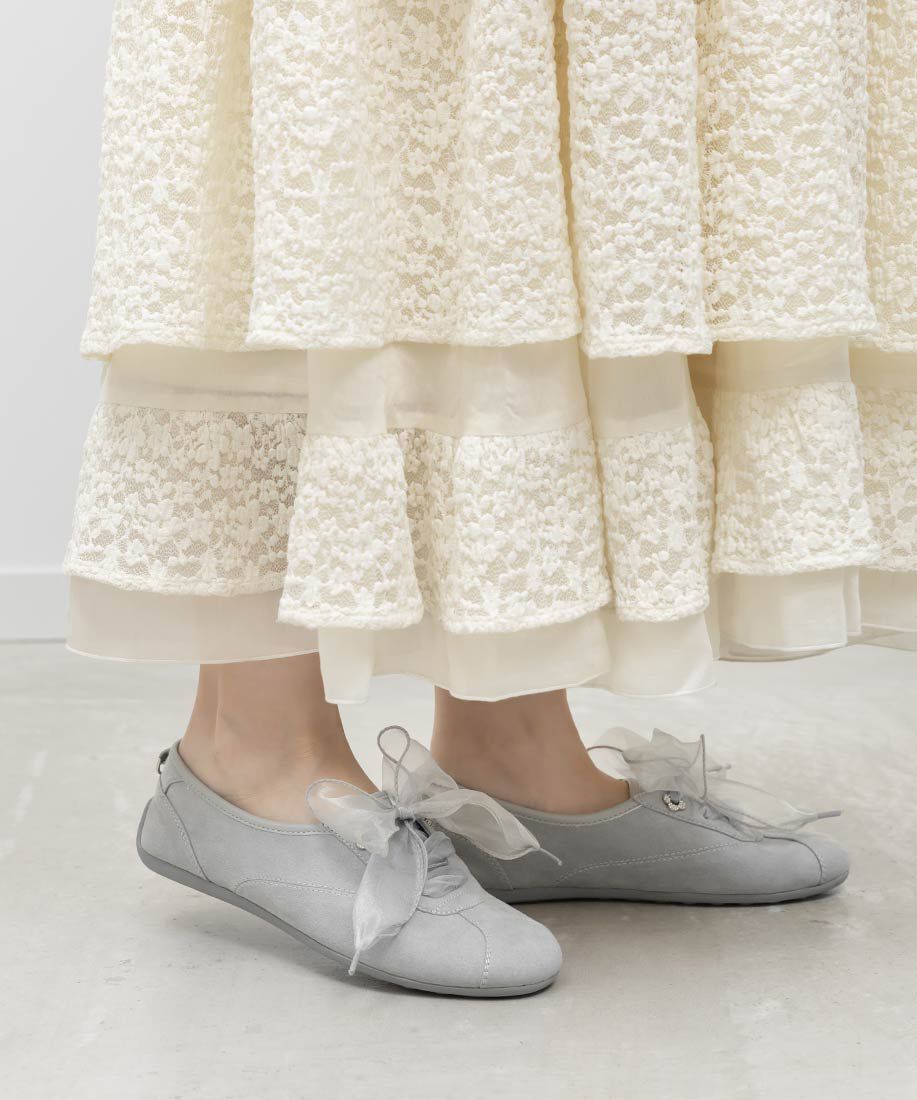  「2WAY オーガンジーリボンフラットスニーカー」|スニーカー|