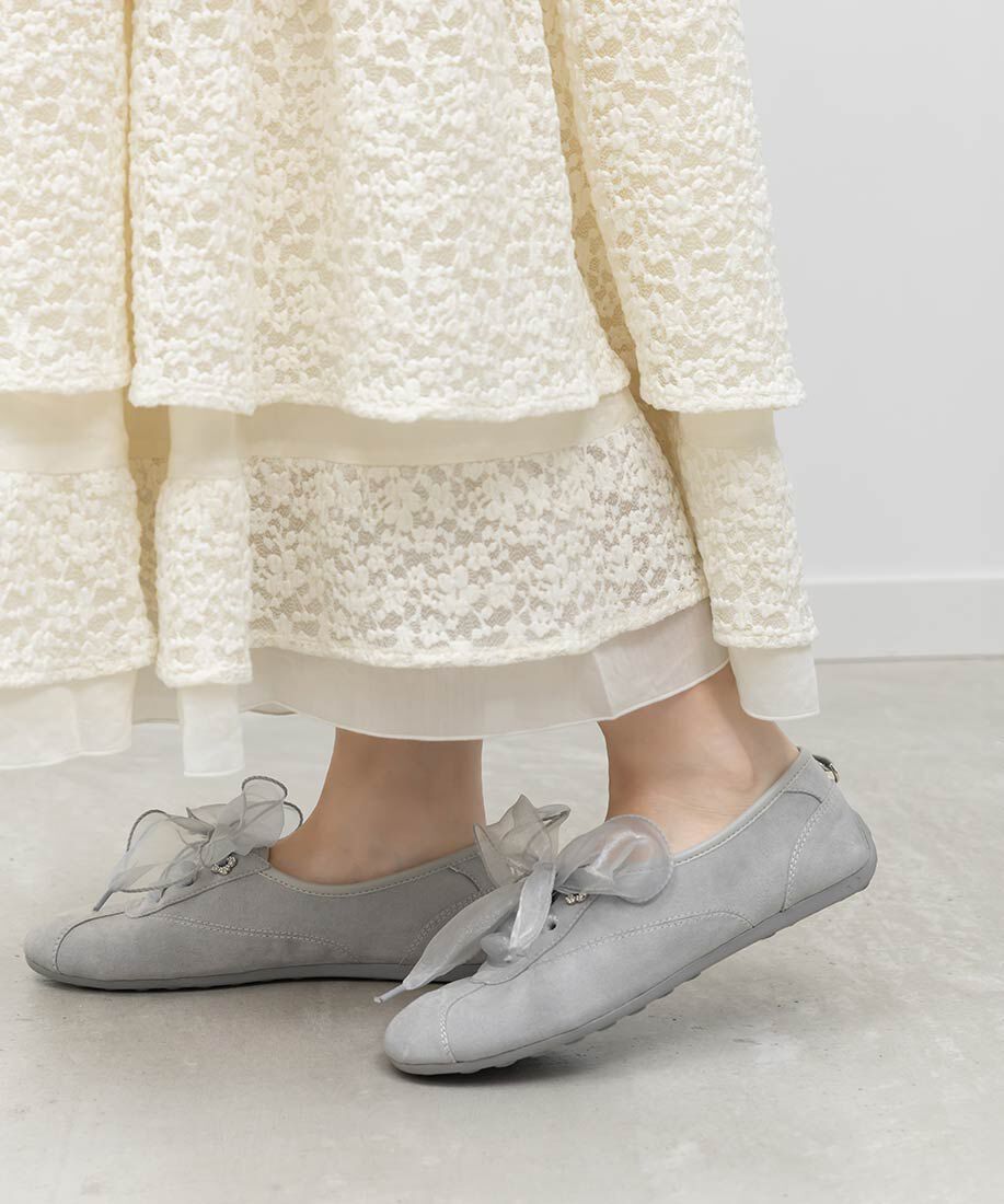  「2WAY オーガンジーリボンフラットスニーカー」|スニーカー|