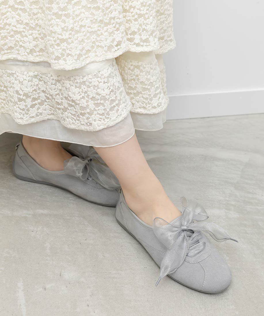  「2WAY オーガンジーリボンフラットスニーカー」|スニーカー|