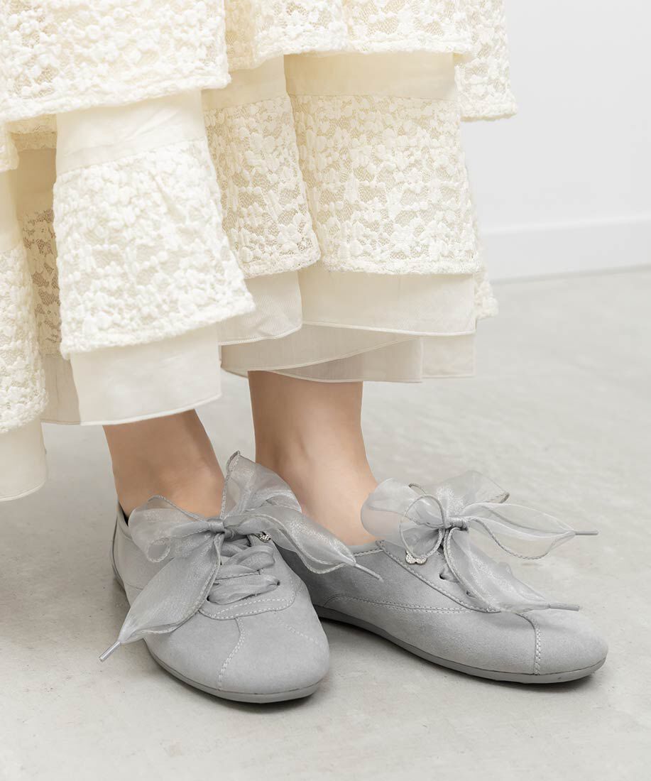  「2WAY オーガンジーリボンフラットスニーカー」|スニーカー|