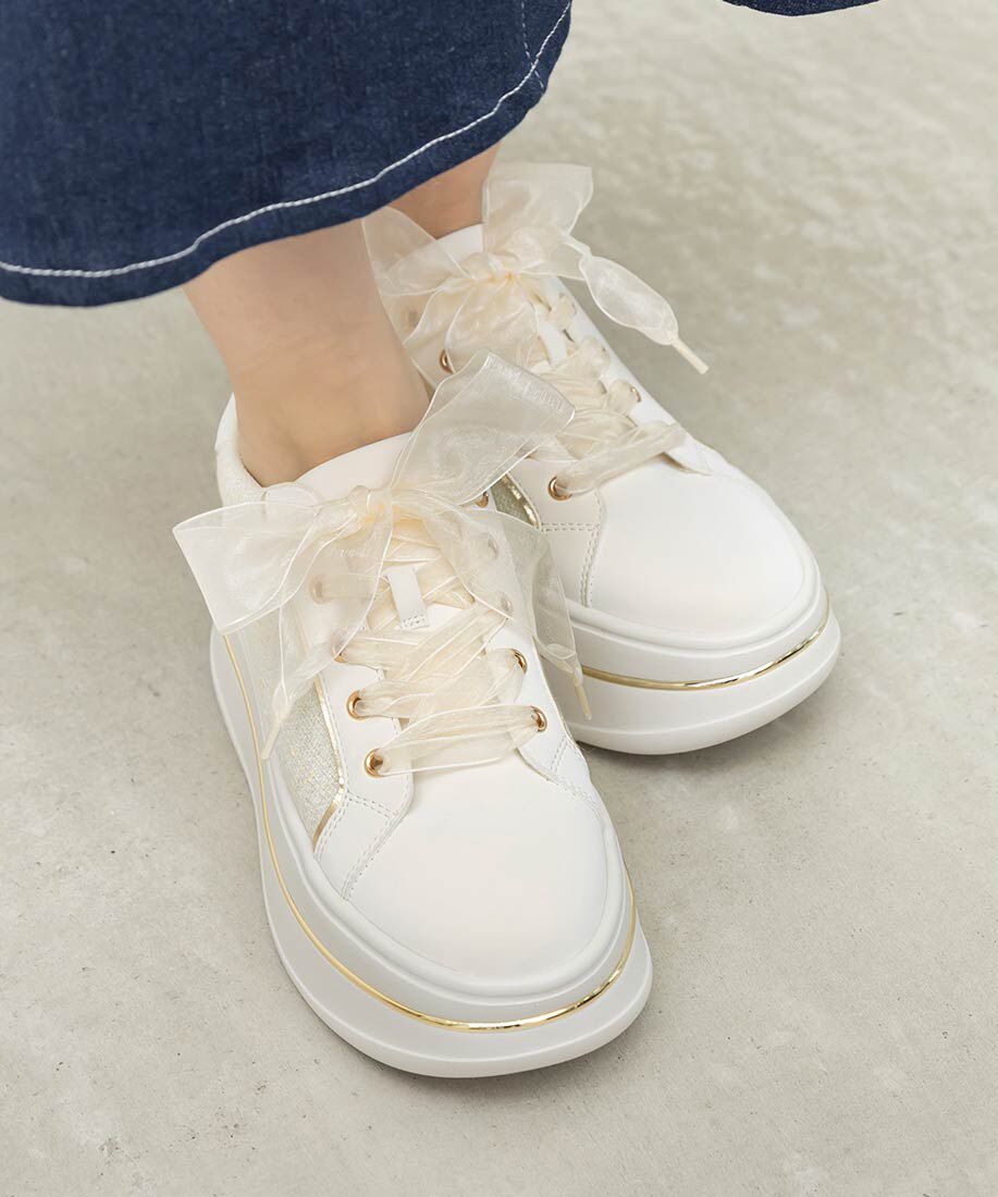  「2WAY シアーリボンプラットフォームスニーカー」|スニーカー|