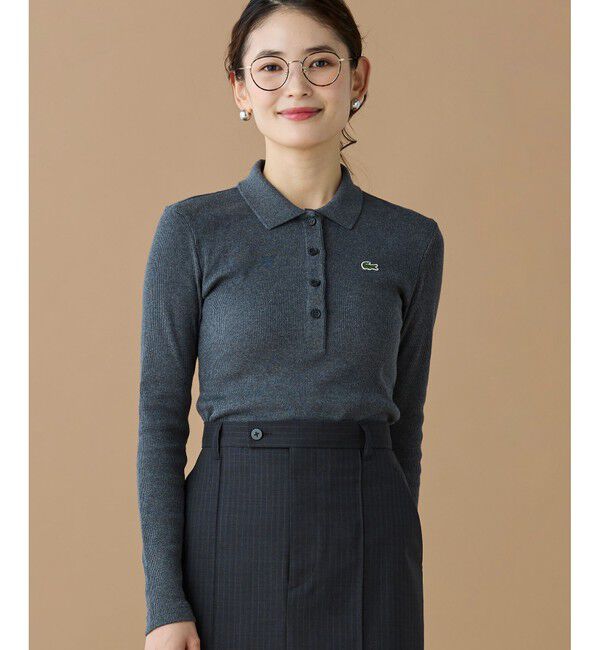LACOSTE「スリムフィット ロングスリーブリブニットポロシャツ」|ポロシャツ|