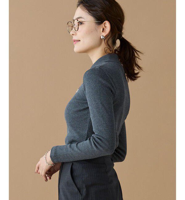 LACOSTE「スリムフィット ロングスリーブリブニットポロシャツ」|ポロシャツ|