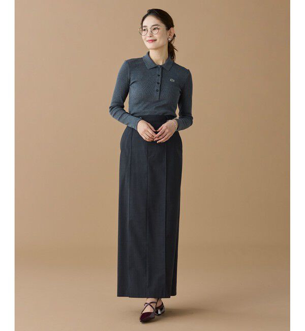 LACOSTE「スリムフィット ロングスリーブリブニットポロシャツ」|ポロシャツ|