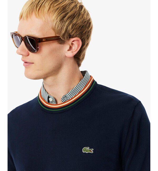 LACOSTE「ボーダーリブプルオーバーニット」|ニット・セーター|