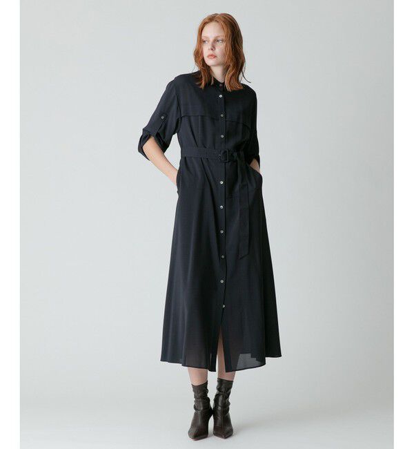 allureville「ターンUPスリーブワンピース」|ワンピース|ネイビー