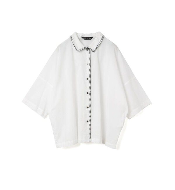 mizuiro ind「mizuiro ind ブランケットステッチワイドシャツ」|シャツ・ブラウス|