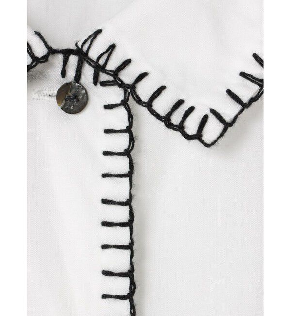 mizuiro ind「mizuiro ind ブランケットステッチワイドシャツ」|シャツ・ブラウス|