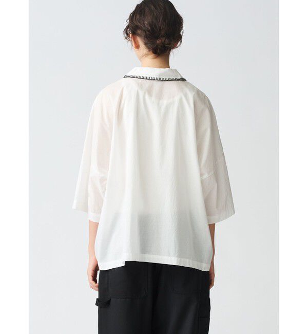 mizuiro ind「mizuiro ind ブランケットステッチワイドシャツ」|シャツ・ブラウス|