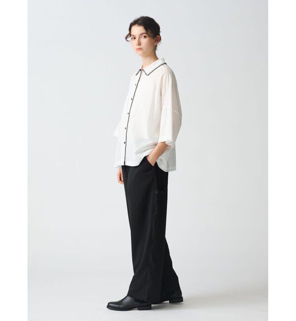 mizuiro ind「mizuiro ind ブランケットステッチワイドシャツ」|シャツ・ブラウス|