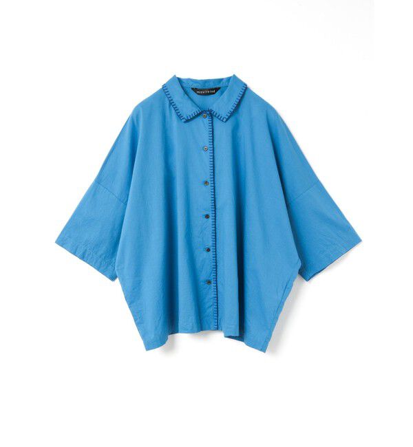 mizuiro ind「mizuiro ind ブランケットステッチワイドシャツ」|シャツ・ブラウス|ブルー