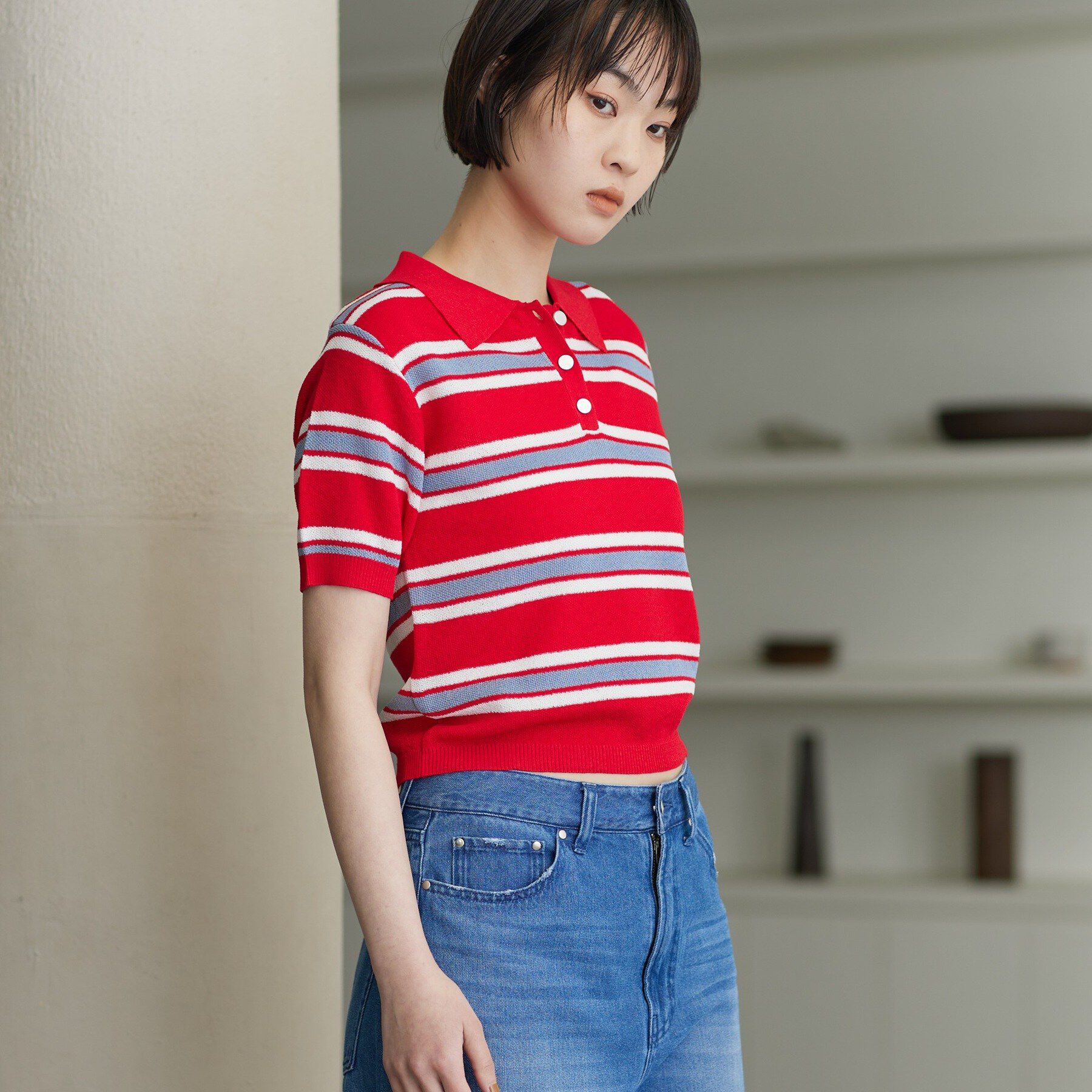 GALLEST「ジャカードポロニット」|ニット・セーター|