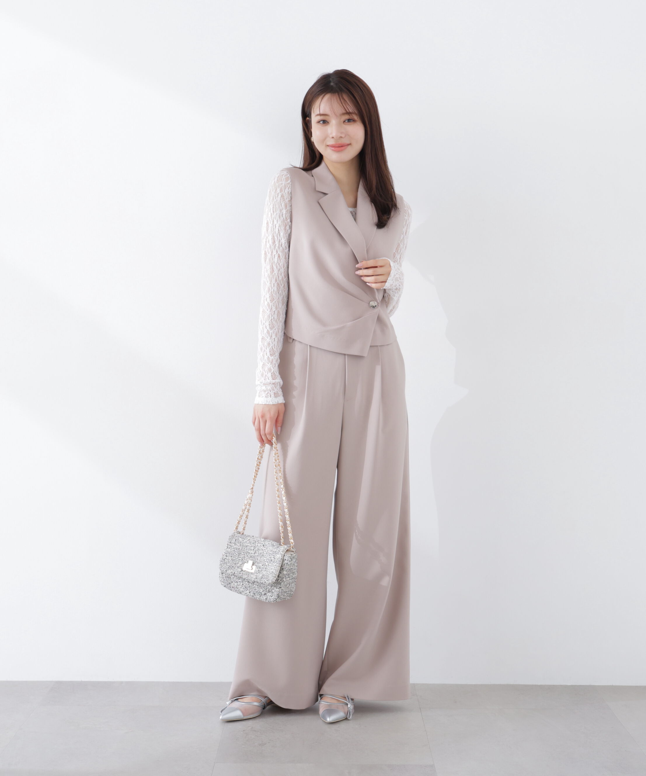 PROPORTION BODY DRESSING「ベルトドッキングワイドパンツ　26SS」|その他|ピンクベージ