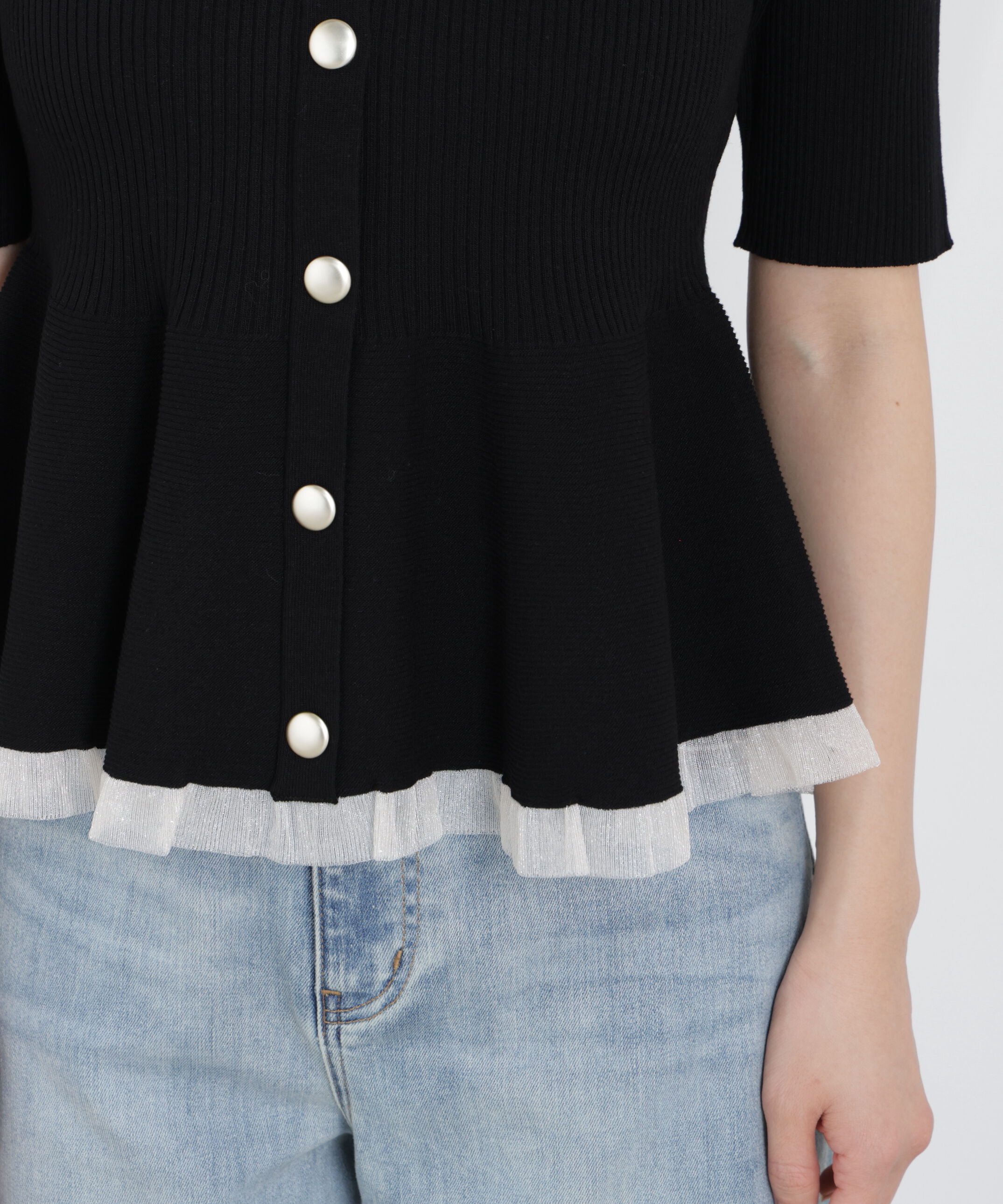 PROPORTION BODY DRESSING「部分シアーペプラムニット　26SS」|ニット・セーター|