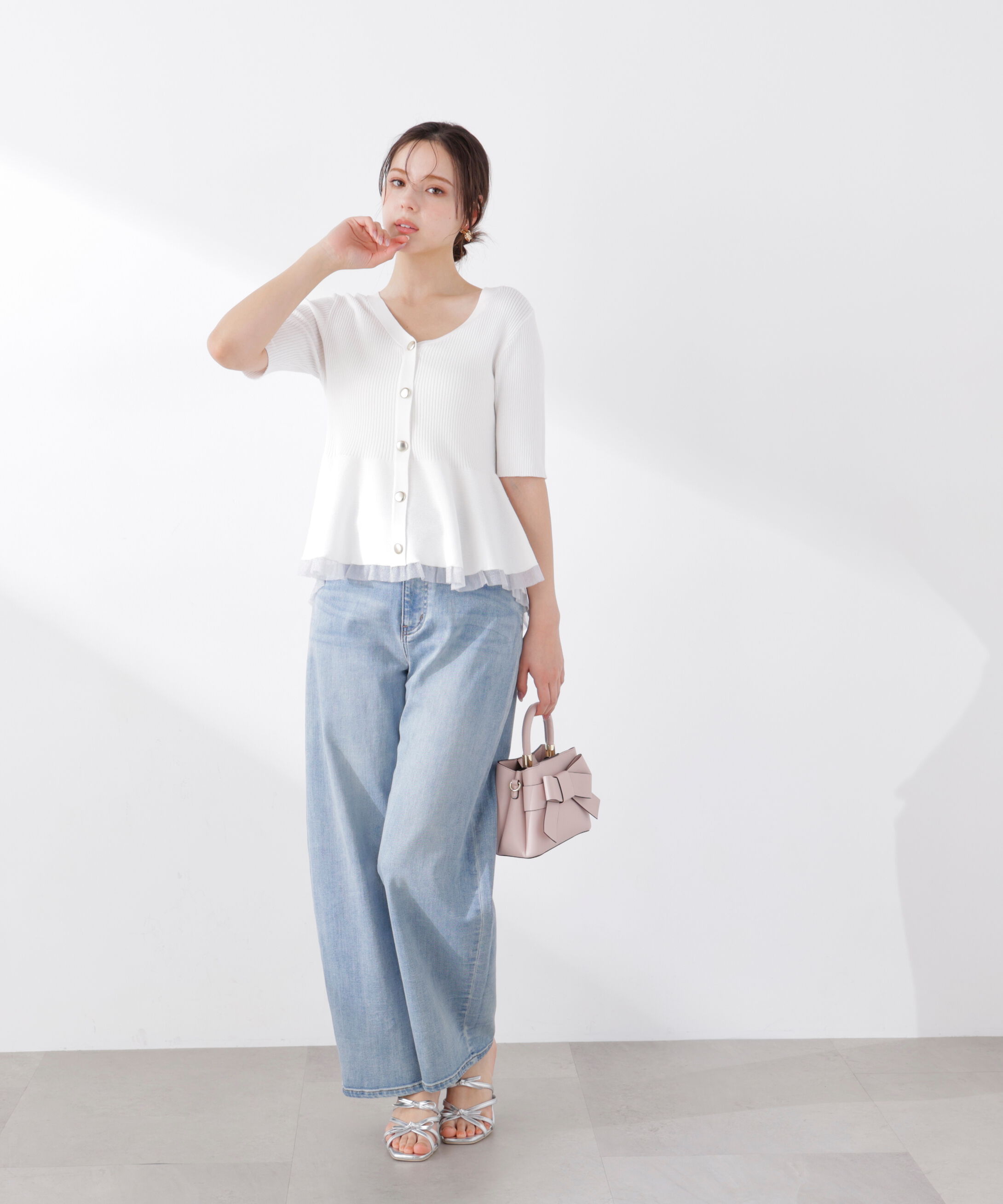 PROPORTION BODY DRESSING「部分シアーペプラムニット　26SS」|ニット・セーター|