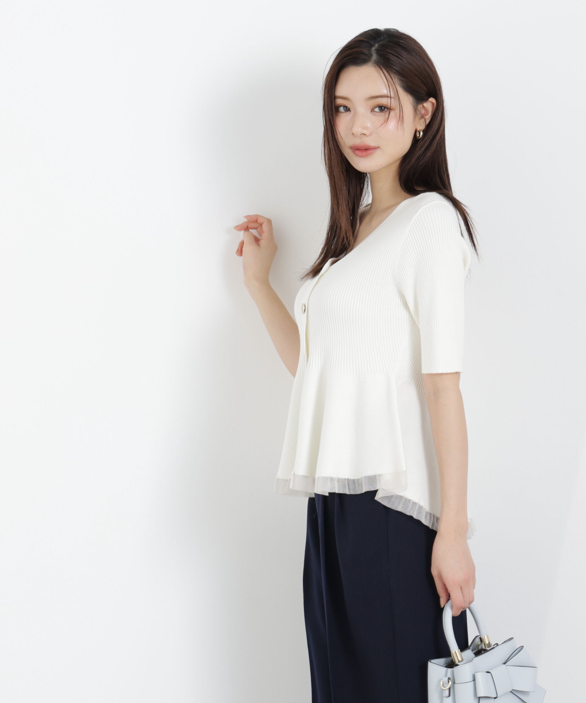 PROPORTION BODY DRESSING「部分シアーペプラムニット　26SS」|ニット・セーター|