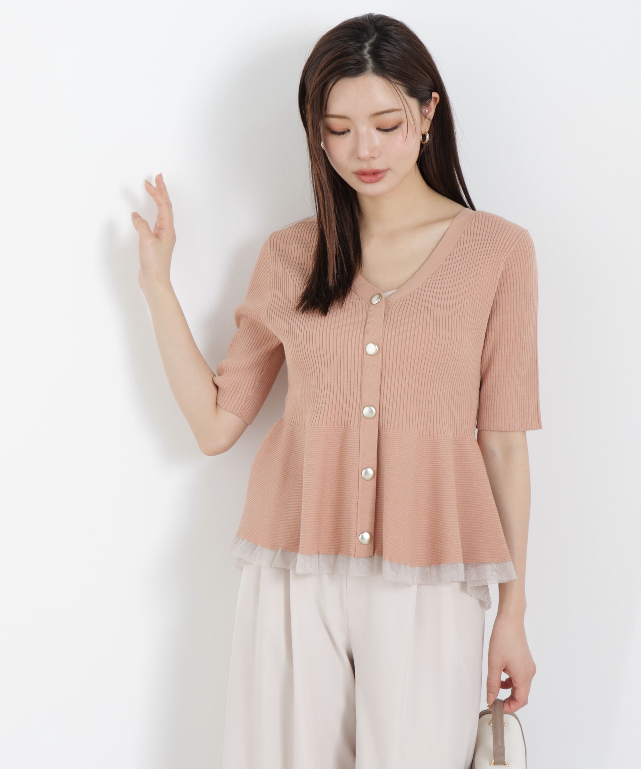 PROPORTION BODY DRESSING「部分シアーペプラムニット　26SS」|ニット・セーター|