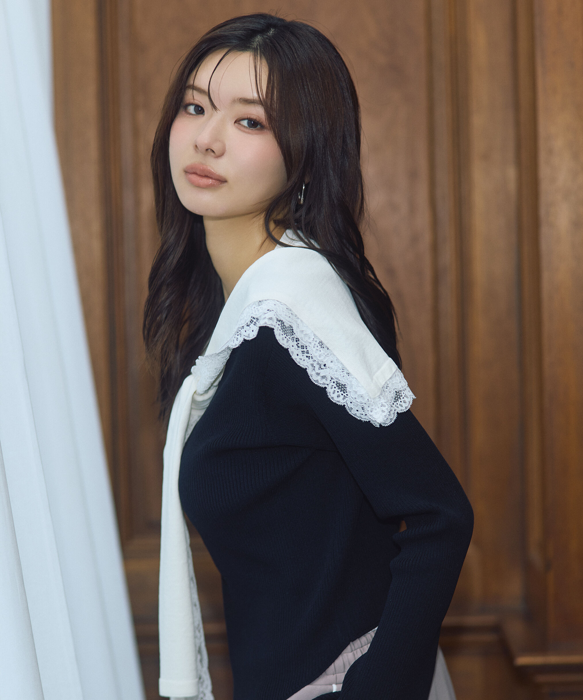 PROPORTION BODY DRESSING「＜新津のんさんコラボ＞〈a/mie〉セーラーニット 26SS」|カーディガン|