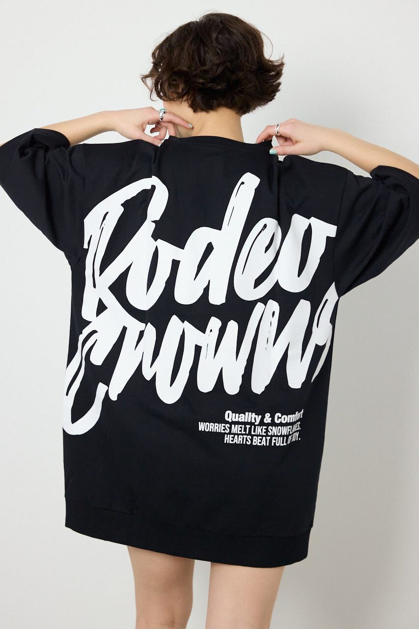 RODEO CROWNS「ペイントロゴハーフスリーブワンピース」|ワンピース|BLK