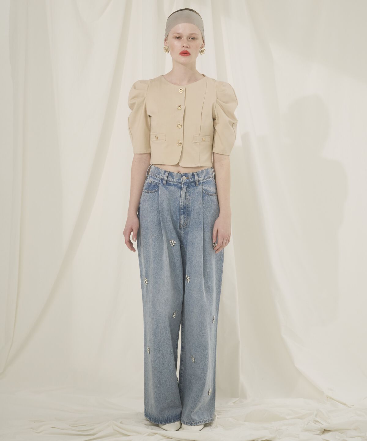 アンドクチュール「ビジュータックデニムパンツ」|デニム|