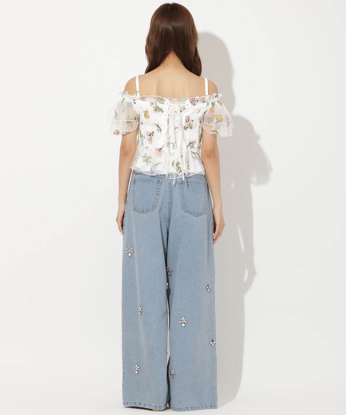 アンドクチュール「ビジュータックデニムパンツ」|デニム|