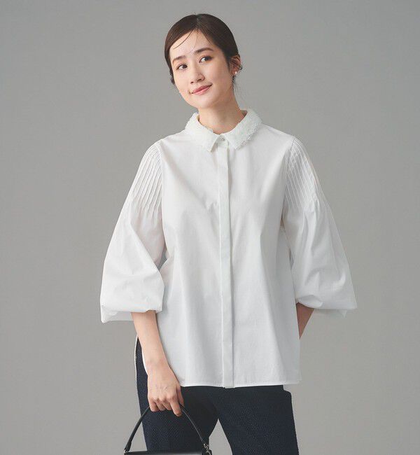 UNITED ARROWS「チュールカラー 2WAY ブラウス」|シャツ・ブラウス|WHITE