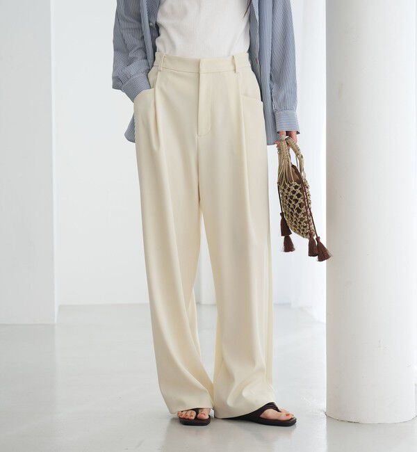 BEAUTY&YOUTH UNITED ARROWS「ポリエステルブレンド ツイルバックゴムパンツ」|スラックス|OFF WHITE